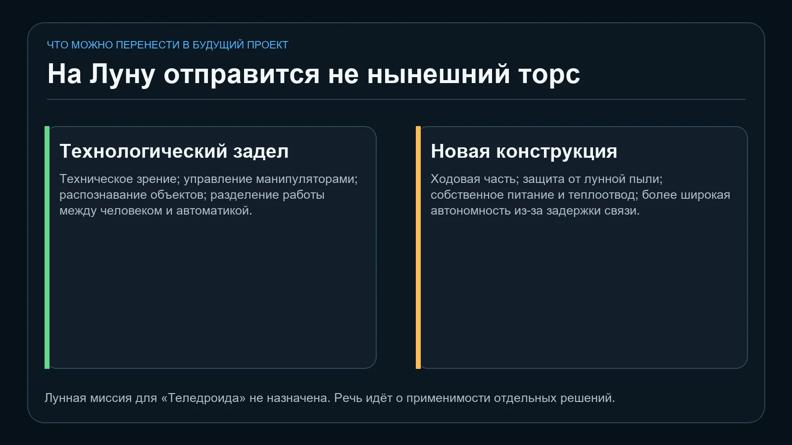 Какие технологии «Теледроида» можно перенести, а что для Луны придётся создавать заново